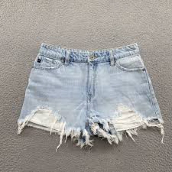 KANCAN THE GOBI HIGH WAIST DISTRESSED SHORTS - Picture 2 of 5